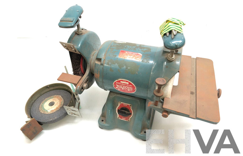 Vintage Waldown 1/2 HP 7 Inch Electric Bench Grinder