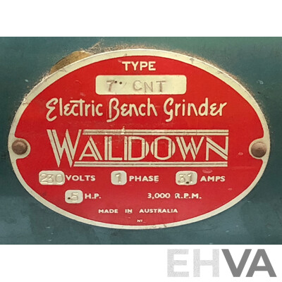 Vintage Waldown 1/2 HP 7 Inch Electric Bench Grinder