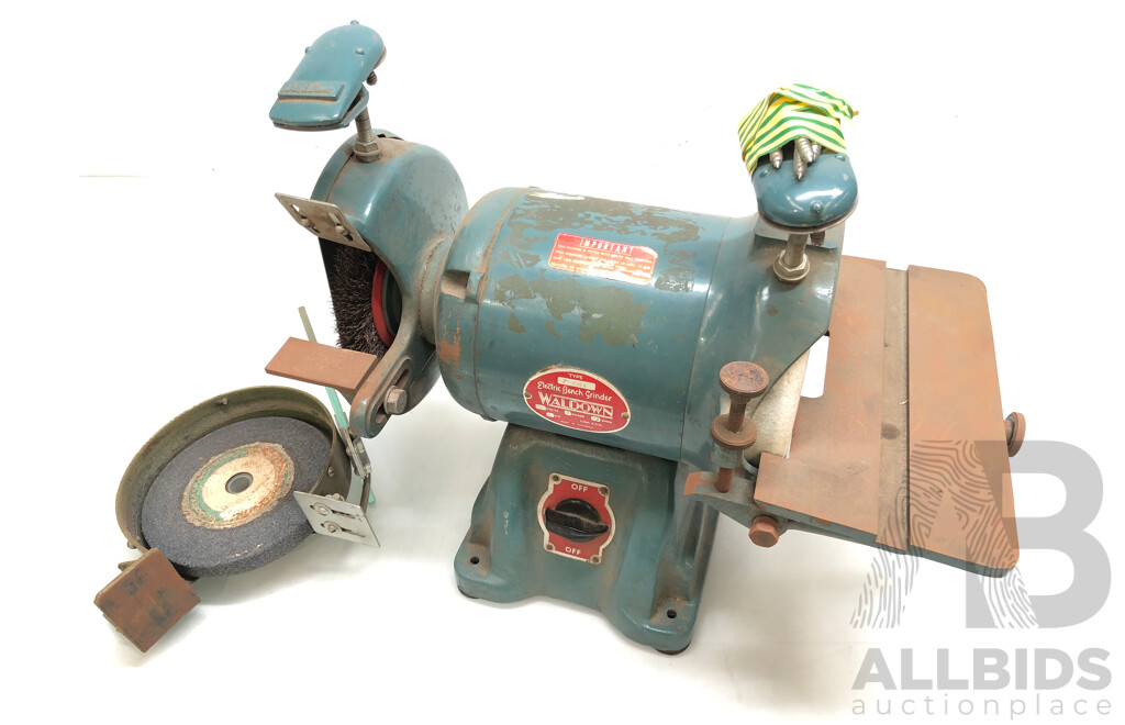 Vintage Waldown 1/2 HP 7 Inch Electric Bench Grinder