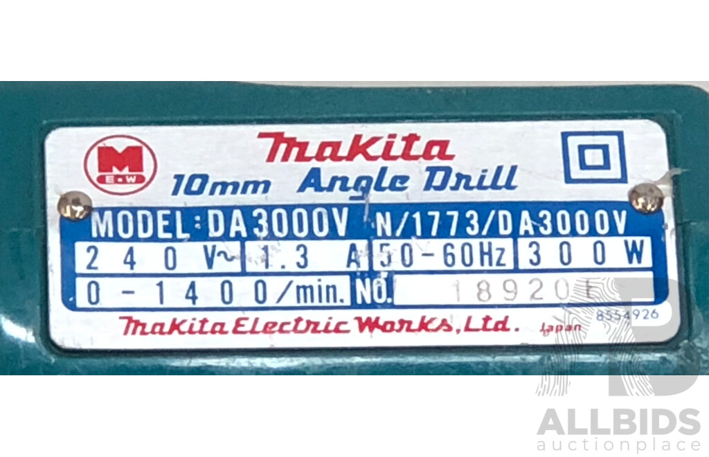 Makita 300 Watt Electric 10mm Angle Drill