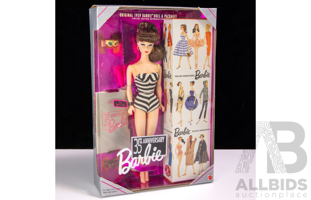 Special Edition Reproduction 35th Anniversary Original 1959 Barbie Doll and Package