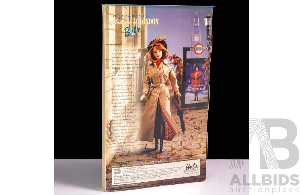 Collectors Edition City Seasons 1999 Autumn Collection, Autumn in London Barbie Doll in Original Packaging