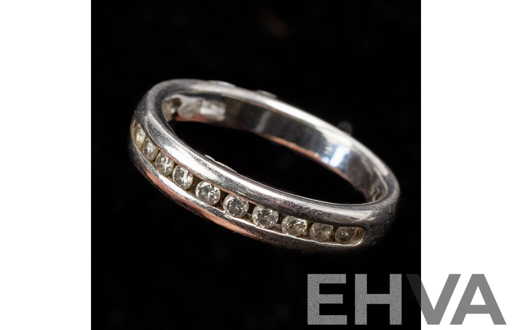 9ct White Gold Channel Set Diamond Wedding/Eternity Ring, TDW 0.25ct, 3.23 Grams