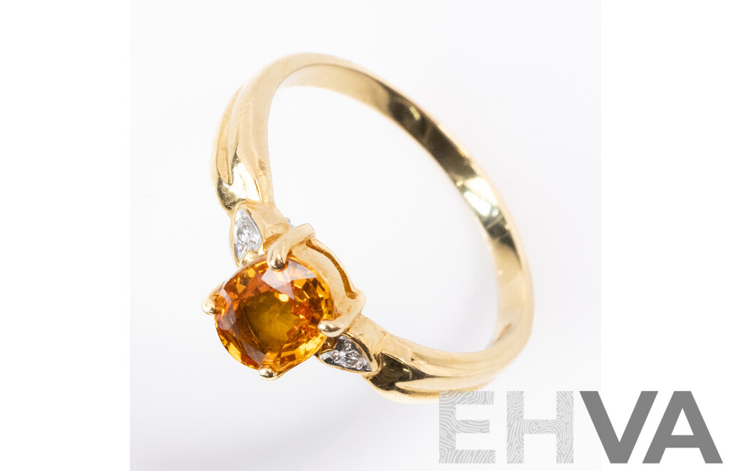 18ct Yellow Sapphire & Diamond Ring, S0.81ct/TDW0.02ct, Size M, 3.04 Grams