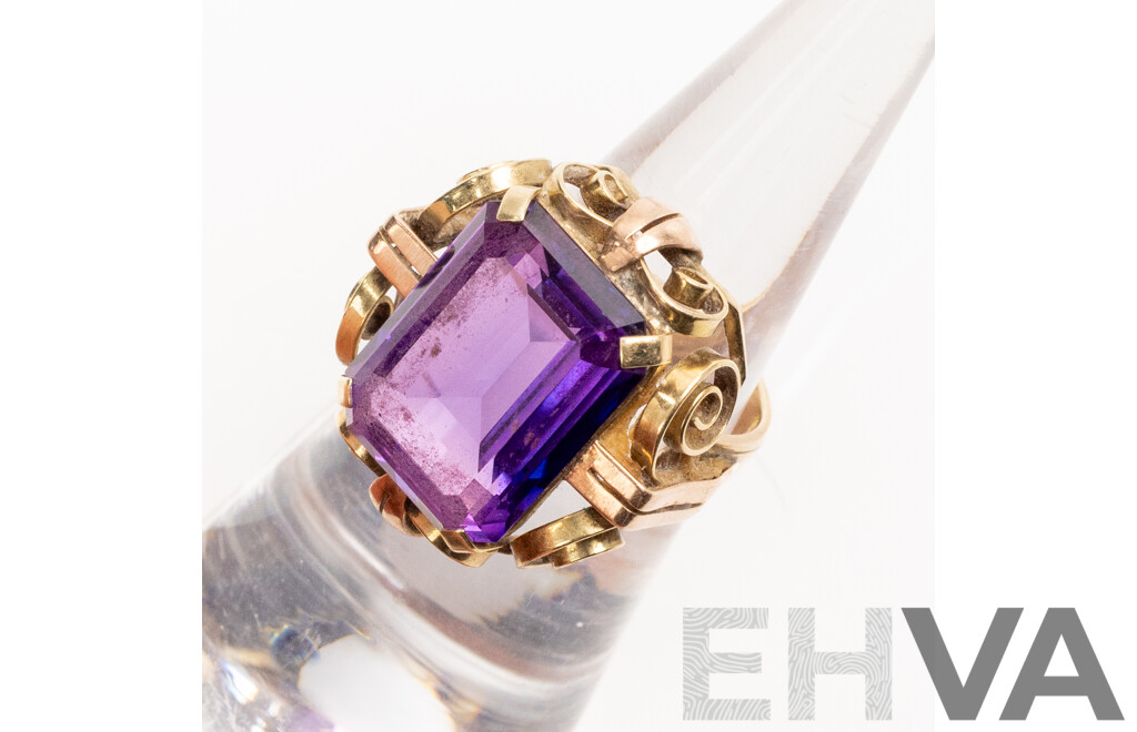 4ct Vintage Synthetic Alexandrite Cocktail Ring, Size L, 8.14 Grams