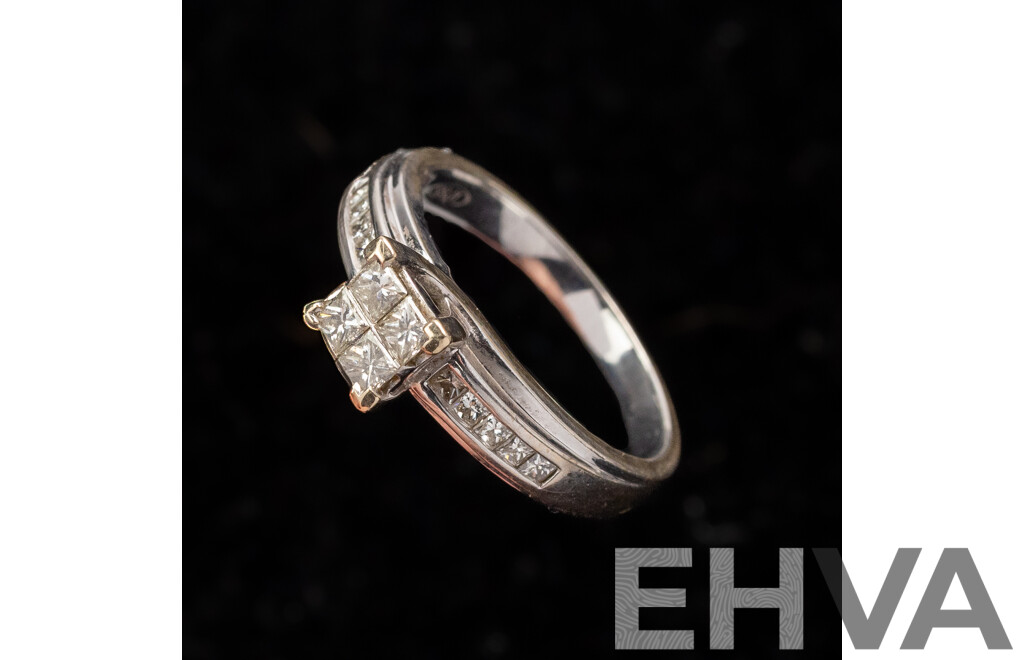 18ct White Gold Diamond Cluster Engagement Ring, TDW 0.50ct, Size O, 4.87 Grams