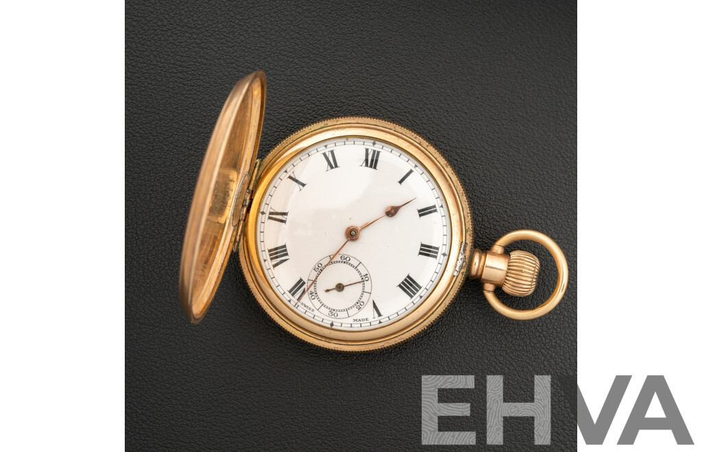 Vintage AWC Co. 50mm Pocket Watch, Gold Plated, Dated 28/10/(19)33