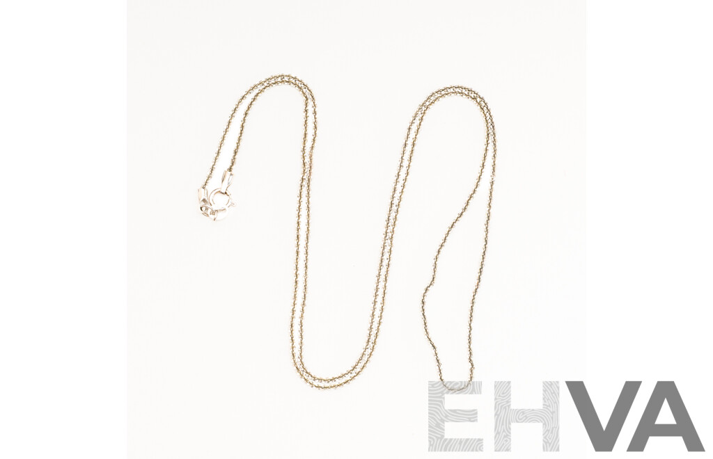 9ct White Gold Diamond Cut Chain, 50cm, 2.02 Grams