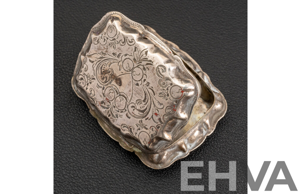 Antique Dutch Sterling Silver (833) Silver Pill Box with Hinged Lid, 25.17 Grams