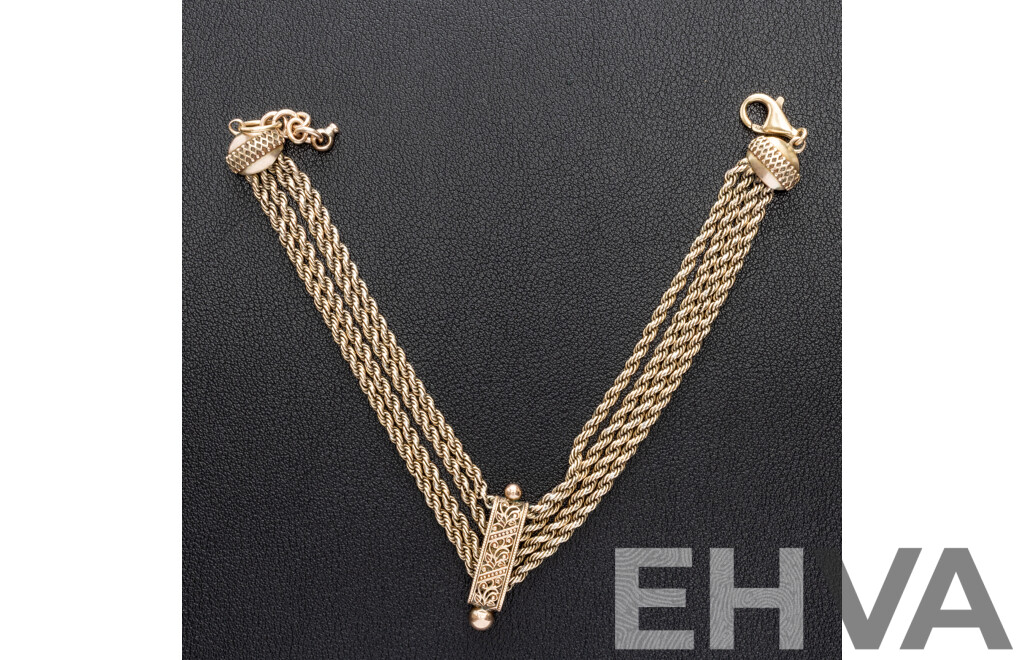 Albertina Vintage Gold Chain/bracelet, 21+2cm, with Graduating Rope Link Chain