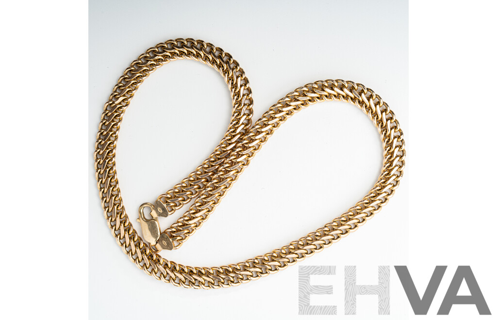 9ct Double Curb Link Necklace, 42cm, 16.48 Grams - as New