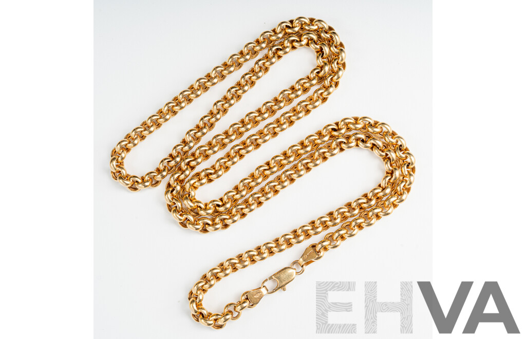 9ct Belcher Link Necklace, 60cm, 19.45 Grams - as New