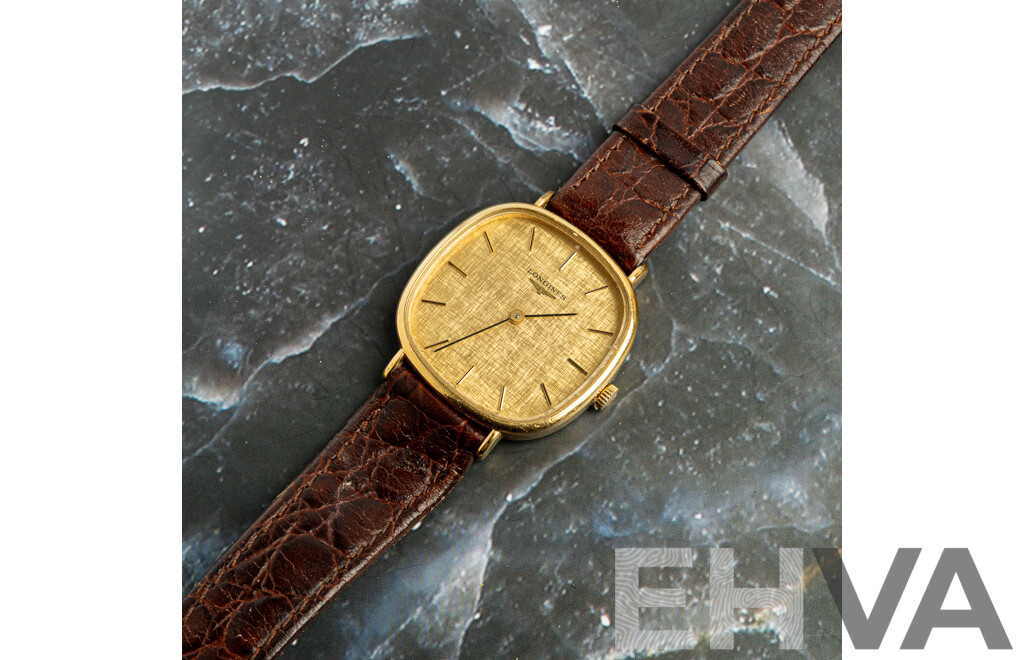 Longines Mechanical Linen Dial Tonneau Vintage Watch, Manual Winding with Movement