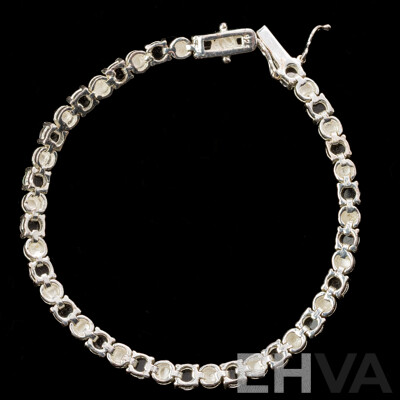 Sterling Silver Opal Triplet Tennis Bracelet, 17.5cm, 13.49 Grams - as New
