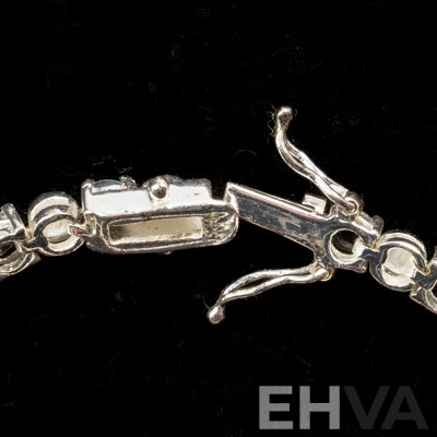 Sterling Silver Opal Triplet Tennis Bracelet, 17.5cm, 13.49 Grams - as New