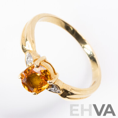 18ct Yellow Sapphire & Diamond Ring, S0.81ct/TDW0.02ct, Size M, 3.04 Grams