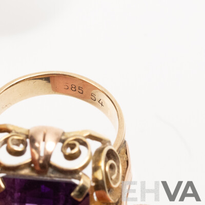 4ct Vintage Synthetic Alexandrite Cocktail Ring, Size L, 8.14 Grams