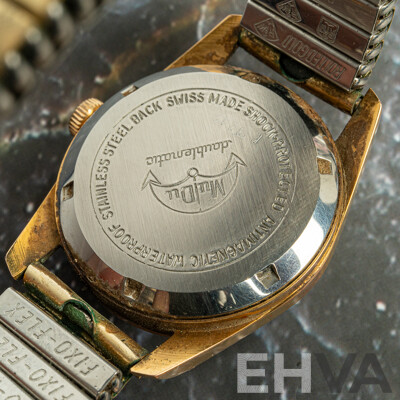 MuDu Doublematic 25 Jewels Incabloc Vintage Watch, Swiss Made, Observed with Movement