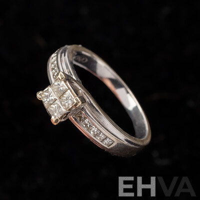 18ct White Gold Diamond Cluster Engagement Ring, TDW 0.50ct, Size O, 4.87 Grams