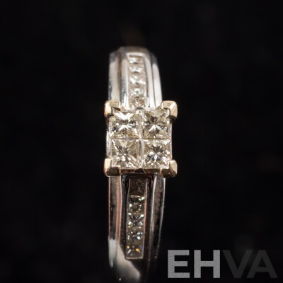 18ct White Gold Diamond Cluster Engagement Ring, TDW 0.50ct, Size O, 4.87 Grams