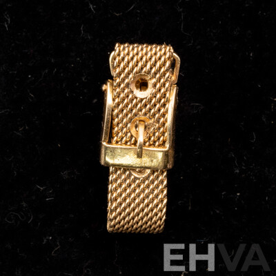 18ct Vintage Adjustable Mesh Belt Buckle Ring Can Be Worn at Size G, K or O, 8.06 Grams