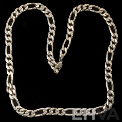 Heavy Sterling Silver Figaro 3+1 Solid Necklace, 70cm, 133.0 Grams