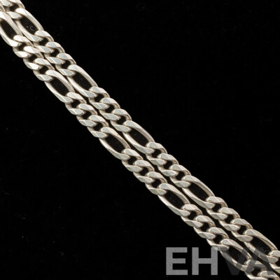 Heavy Sterling Silver Figaro 3+1 Solid Necklace, 70cm, 133.0 Grams