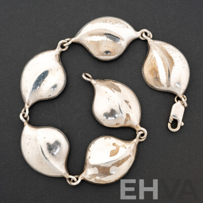 Vintage Mexican Sterling Silver Modernist Bracelet, 23cm, 23.77 Grams