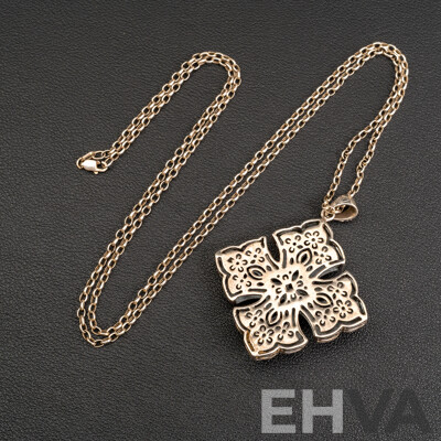 Najo Sterling Silver Ornate Cross Pendant & Chain, 76cm, 29.10 Grams