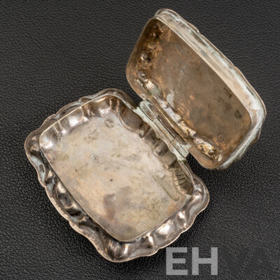 Antique Dutch Sterling Silver (833) Silver Pill Box with Hinged Lid, 25.17 Grams