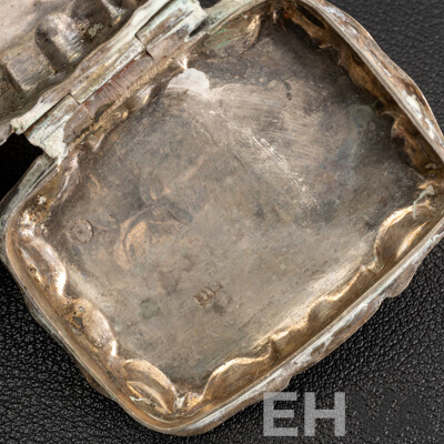 Antique Dutch Sterling Silver (833) Silver Pill Box with Hinged Lid, 25.17 Grams