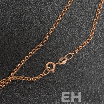 9ct Rose Gold Perfume/Snuff Bottle Pendant 50mm, on 9ct Belcher Link Necklace, 56cm, 16.73 Grams