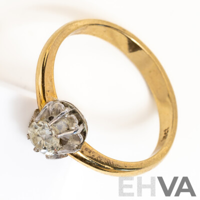 18ct Vintage Diamond Solitaire Ring, TDW0.20ct, Size O, 3.35 Grams