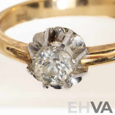 18ct Vintage Diamond Solitaire Ring, TDW0.20ct, Size O, 3.35 Grams