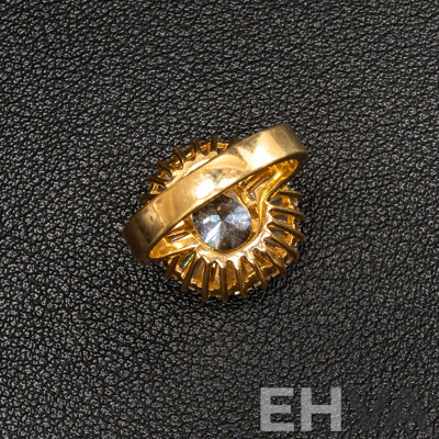 14ct Cubic Zirconia Cluster Cocktail Ring, Size M, 7.88 Grams