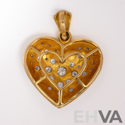 18ct Diamond Set Heart Pendant, 32mm, Est TDW 1.25ct, 9.08 Grams