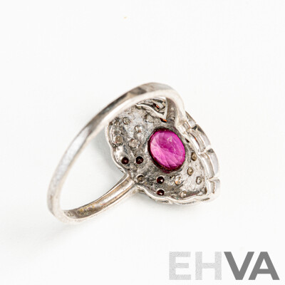 Vintage Sterling Silver Ruby & Diamond Set Ring, R0.56ct/TDW0.16ct, 2.20 Grams
