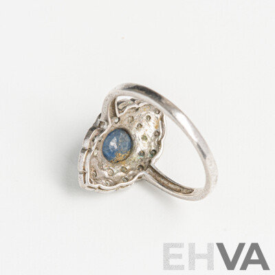 Vintage Sterling Silver Sapphire & Diamond Set Ring, S0.36ct/TDW0.24ct, 2.29 Grams