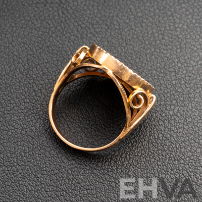 14ct Yellow Gold 5 Russian Roubles Tsar Nicholas 1901 Coin Ring, Size T, 9.42 Grams