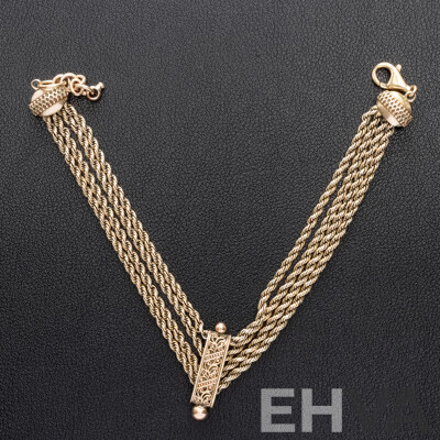 Albertina Vintage Gold Chain/bracelet, 21+2cm, with Graduating Rope Link Chain