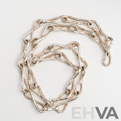 Sterling Silver Handmade 'IronClay' Necklace, 70cm, Made in Mexico, 91.0 Grams
