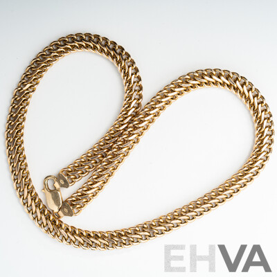 9ct Double Curb Link Necklace, 42cm, 16.48 Grams - as New
