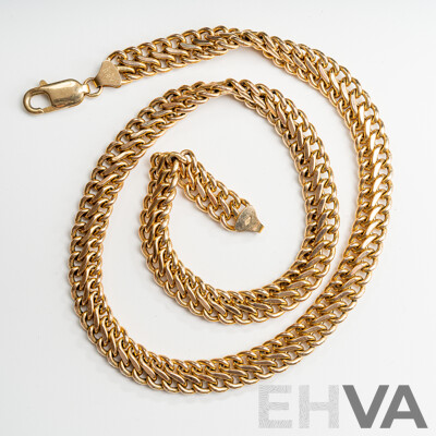 9ct Double Curb Link Necklace, 42cm, 16.48 Grams - as New