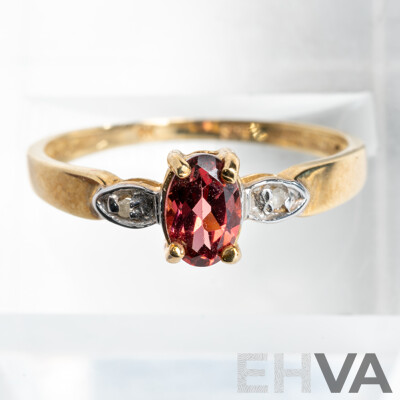 9ct Pink Tourmaline & Diamond Ring, T0.38ct/TDW0.01ct, Size N, 1.08 Grams - as New