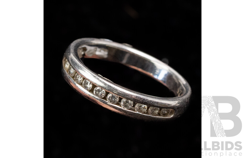 9ct White Gold Channel Set Diamond Wedding/Eternity Ring, TDW 0.25ct, 3.23 Grams