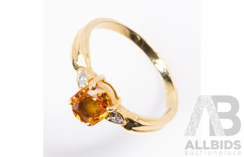 18ct Yellow Sapphire & Diamond Ring, S0.81ct/TDW0.02ct, Size M, 3.04 Grams
