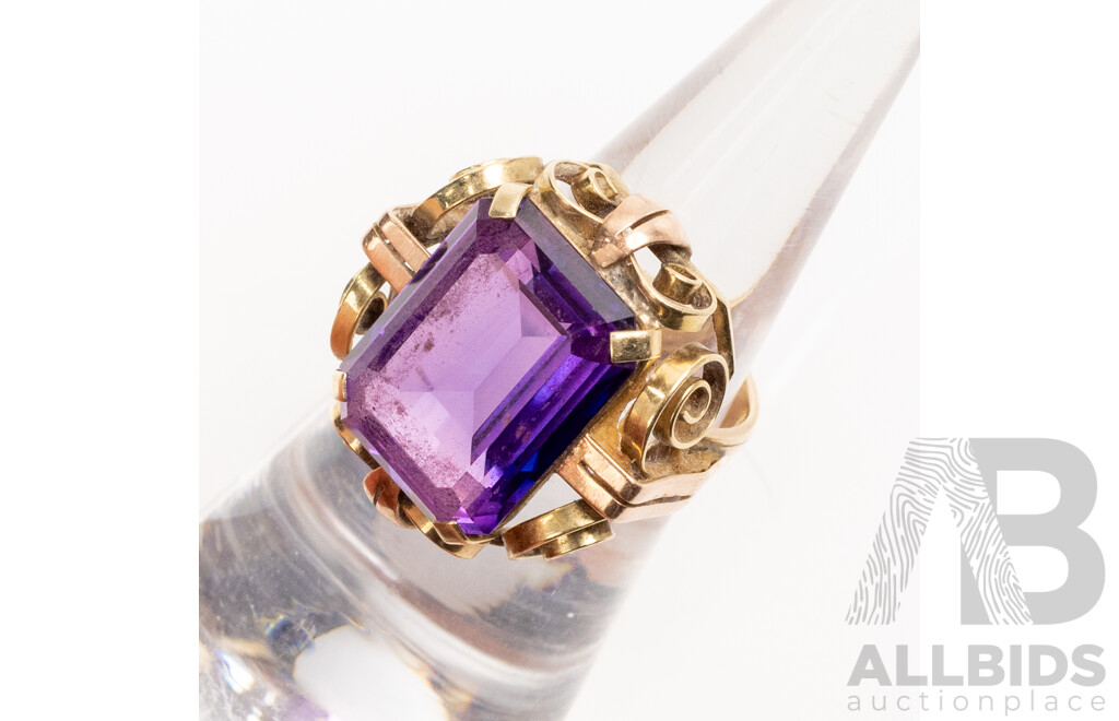 4ct Vintage Synthetic Alexandrite Cocktail Ring, Size L, 8.14 Grams