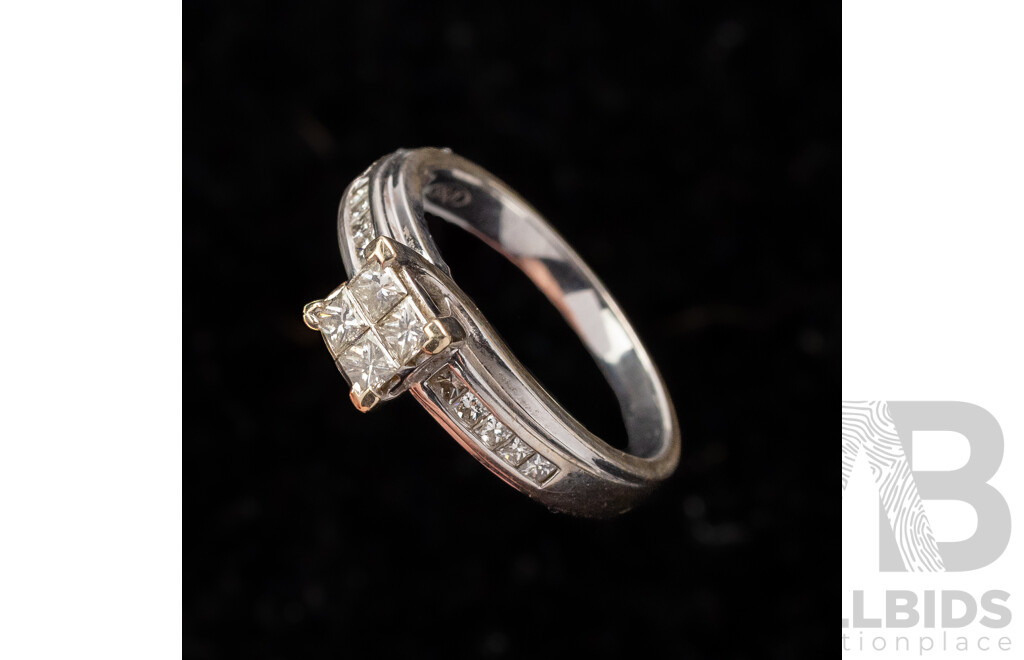 18ct White Gold Diamond Cluster Engagement Ring, TDW 0.50ct, Size O, 4.87 Grams