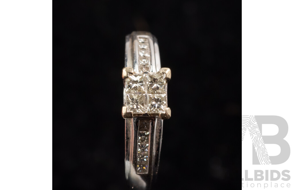 18ct White Gold Diamond Cluster Engagement Ring, TDW 0.50ct, Size O, 4.87 Grams