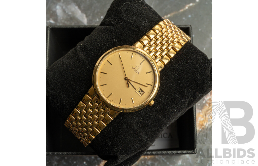 Omega De Ville Watch MD 3961012, Vintage, with International Warranty Dated 1990, Working